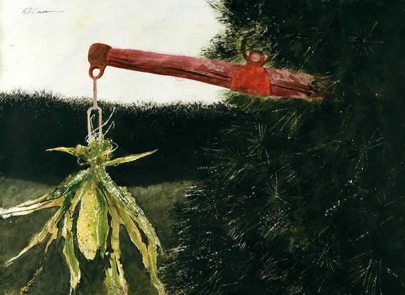 Corcoran Fine Art - Tree Corn watercolor from artist Raymond T. Corcoran